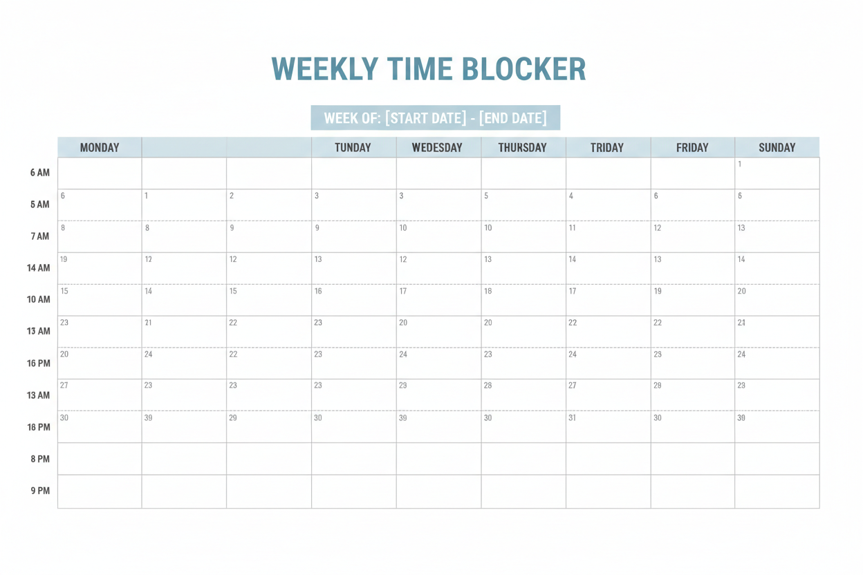 Time-Blocking Calendar Template